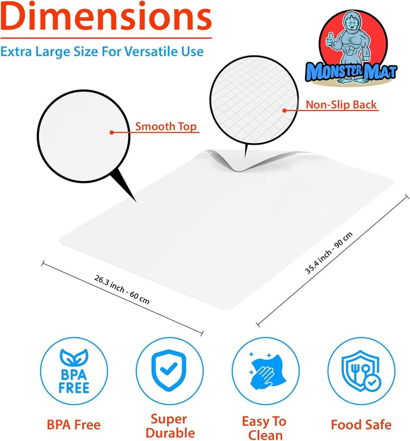 Monster Mat MonsterMat Extra Large Flexible Kitchen Mat â€“ 23.4" x 35.6" x 0.08" â€“ Ultra Thin Chopping Board, durable, Non-Slip, and Versatile Kitchen Extra Large Cutting Board and Craft Cutting Mat (1) - Image 2