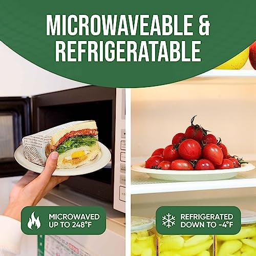 TaidMiao 7 Inch Paper Plates 100 Pack - 100% Compostable Disposable Plates, Heavy Duty Dessert Plates, Biodegradable Sugarcane Plates for Party (Microwavable, Oil/Water Proof, Eco-Friendly, Brown) - Image 4