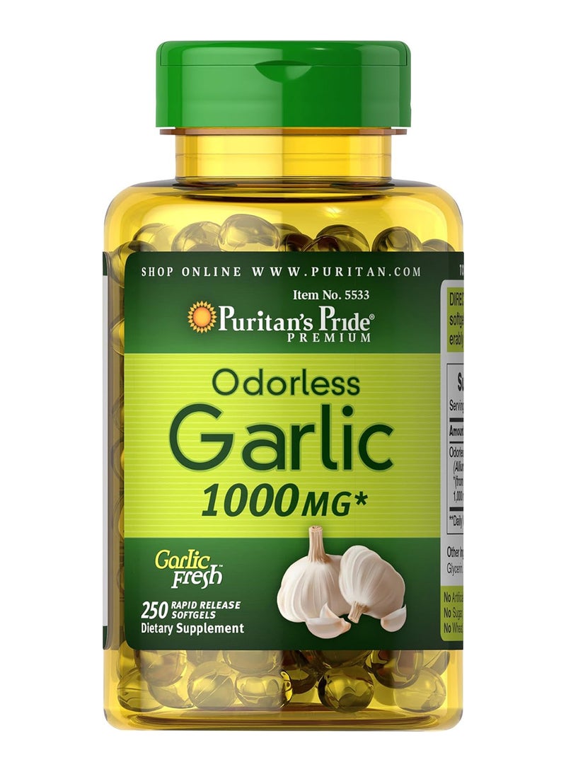 Puritan's Pride Odorless Garlic 1000 Mg Rapid Release Softgels 250Count - Image 1