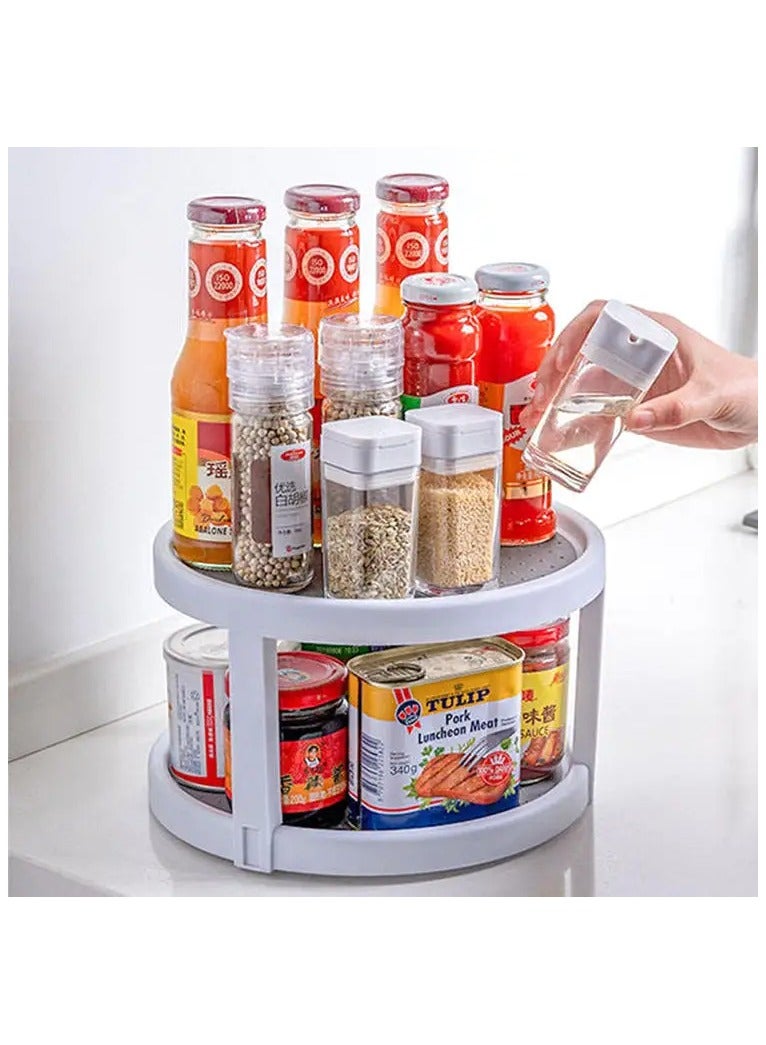 Eotia Lazy Susan Organizer Turntable Spice Rack, 2 Tier Clear Rotating Turntable Organizer with Divider drawers, 360° Rotating Storage Rack,Rotating Lazy Susan Turntable for Fridge, Pantry, Cabinet, Table, Makeup, Bathroom - Image 4