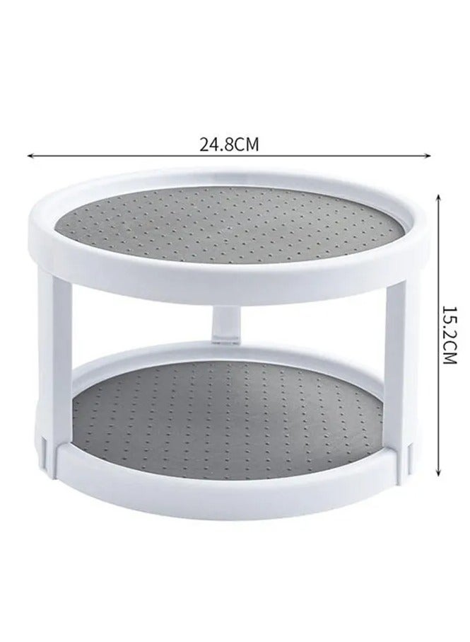 Eotia Lazy Susan Organizer Turntable Spice Rack, 2 Tier Clear Rotating Turntable Organizer with Divider drawers, 360° Rotating Storage Rack,Rotating Lazy Susan Turntable for Fridge, Pantry, Cabinet, Table, Makeup, Bathroom - Image 3
