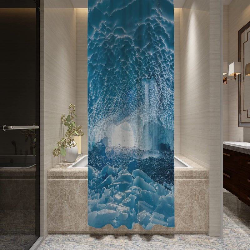 FING ستارة دش الحمام، ستارة حمام مع خطاف، ستارة مصممة للحمام، حوض الاستحمام، زينة ستائر حمام زخرفية حديثة (تصميم_21) - Image 2