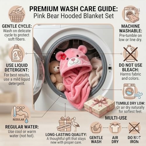 BRANDONN New Born Baby Blanket Pack of Super Soft Bathrobe Wrapper Bath Towel for Boys, Girls, Babies (Hotpink Kitty, Length 82 cm x Width 82 cm, 0-12 Months) - Image 4