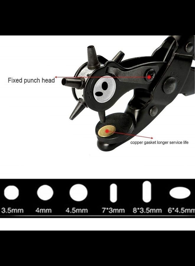 Leather Hole Revolving Puncher Plier Kit With Ruler Awl Tool  - Image 2