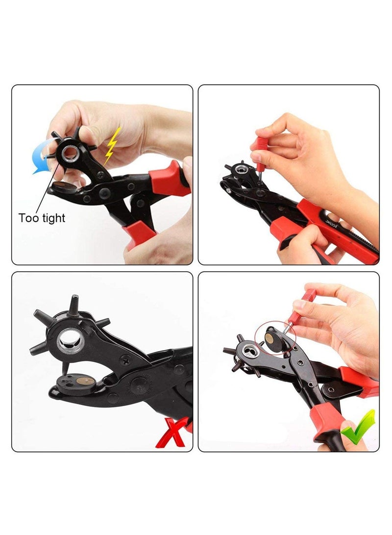 Leather Hole Revolving Puncher Plier Kit With Ruler Awl Tool  - Image 4