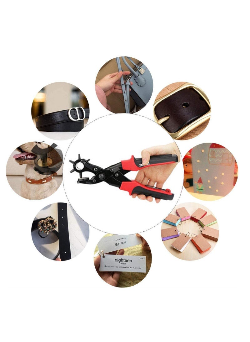 Leather Hole Revolving Puncher Plier Kit With Ruler Awl Tool  - Image 5