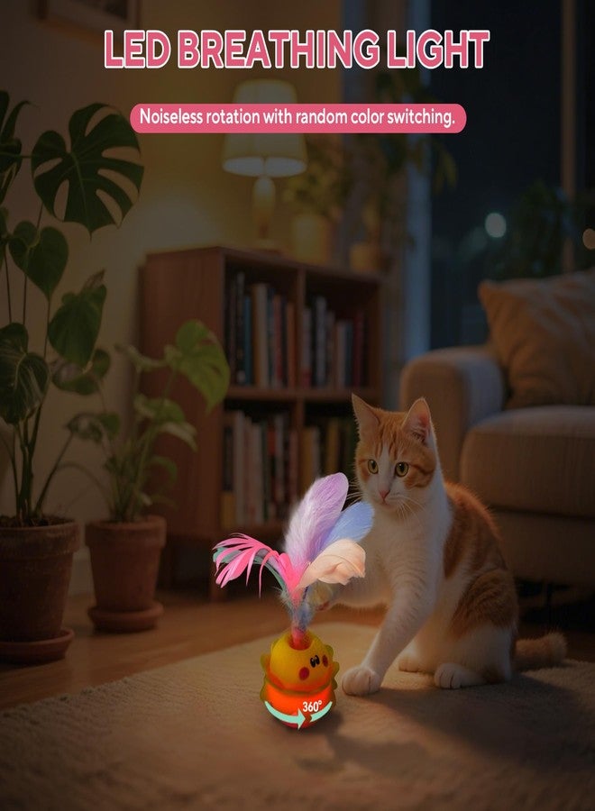 لعبة ريش القطط التفاعلية الأوتوماتيكية من LIFLIX، تدور مع ضوء LED، ألعاب إلكترونية قابلة لإعادة الشحن تصدر أصواتًا للقطط المنزلية، لون أصفر - Image 5