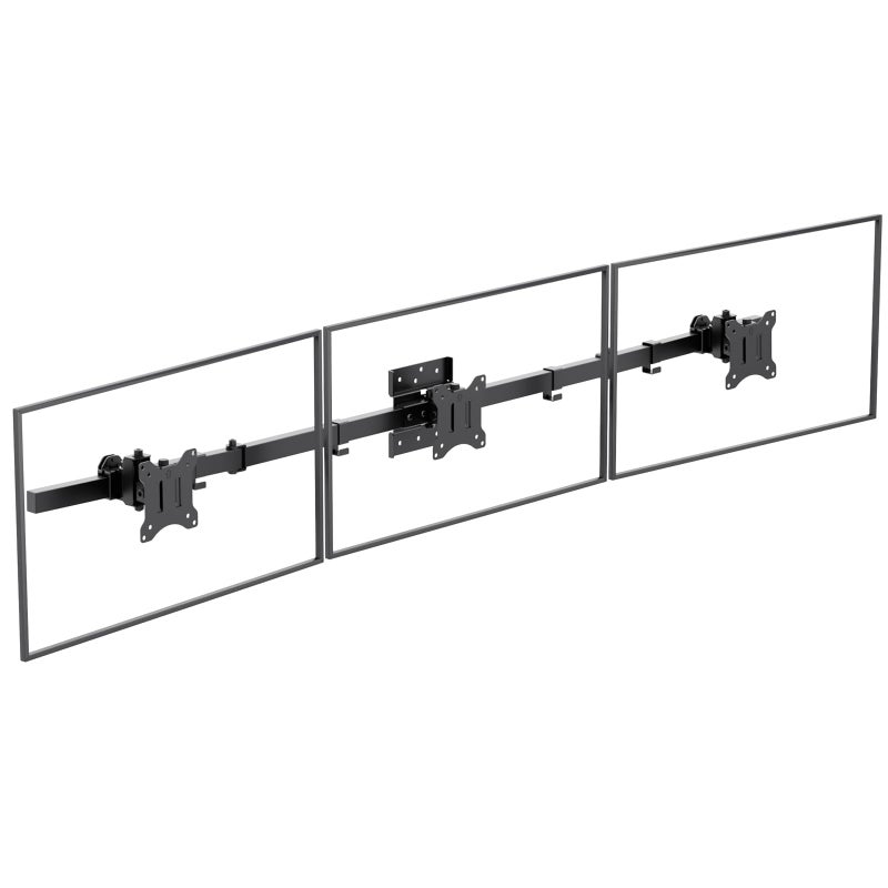 WALI Triple Monitor Wall Mount for 17 to 32 Inch, Computer Monitor Arm for 3 Screens, Swivel Tilt Wall Mount with Mounting Holes 75x75/100x100mm, Per Arm Holds Up to 15.4lbs (013ARM), Black - Image 1
