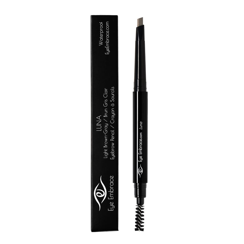 Eye Embrace Luna: Light Brown-Gray Eyebrow Pencil â€“ Waterproof, Double-Ended Automatic Angled Tip & Spoolie Brush, Cruelty-Free - Image 4