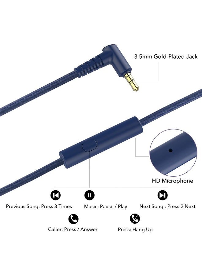 RORSOU R10 On-Ear Headphones with Microphone, Lightweight Folding Stereo Bass Headphones with 1.5M Tangle Free Cord, Portable Wired Headphones for Smartphone Tablet Computer MP3 / 4 (Blue) - Image 5