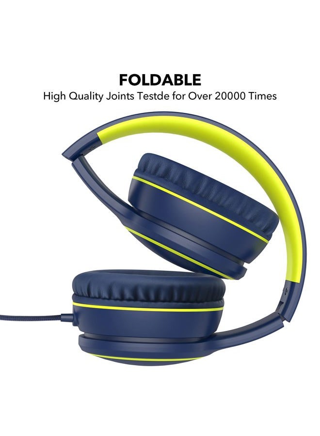 RORSOU R10 On-Ear Headphones with Microphone, Lightweight Folding Stereo Bass Headphones with 1.5M Tangle Free Cord, Portable Wired Headphones for Smartphone Tablet Computer MP3 / 4 (Blue) - Image 3