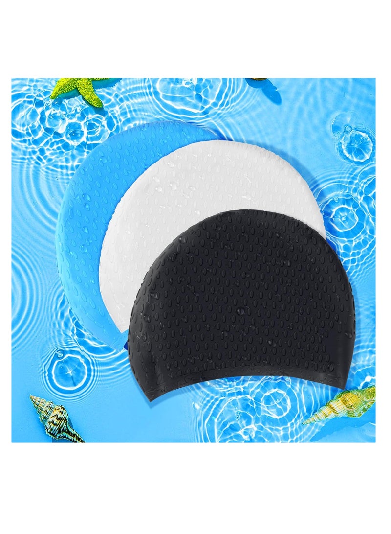 SYOSI 3 Pcs Silicone Swim Cap for Women Men, Large Swimming Cap, Adult Swim Cap for Long Short Hair, Pool Caps Bathing Caps Swim Caps for Women Swimming, Waterproof Shower Caps That Keep Hair Dry  - Image 5