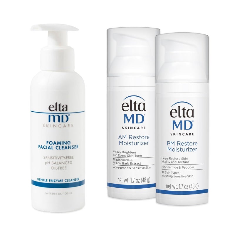 EltaMD AM & PM Moisturizer Facial Kit with Daily Foaming Facial Cleanser, Gentle for Sensitive Skin - Image 1