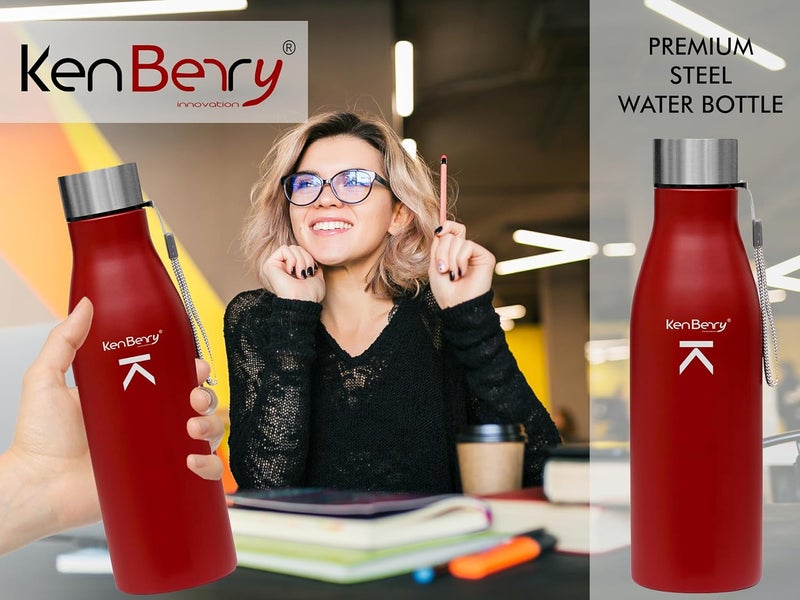 KenBerry Alpha Duke Single Wall Stainless Steel Water Bottle 1000 ml Pack of 1 Maroon - Image 3