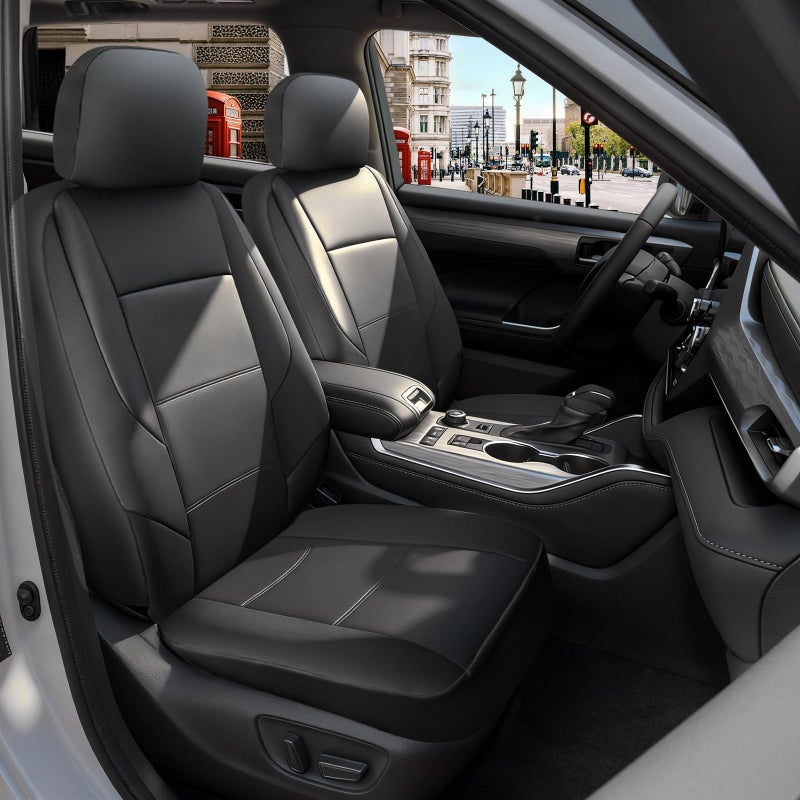 GIANT PANDA Front Seat Covers for Honda CRV HRV Civic Accord Pilot Element Passport Ridgeline, Faux Leather Bucket Seat Cover Fit Honda Seat Protectors (Black) 2-Pack - Image 1