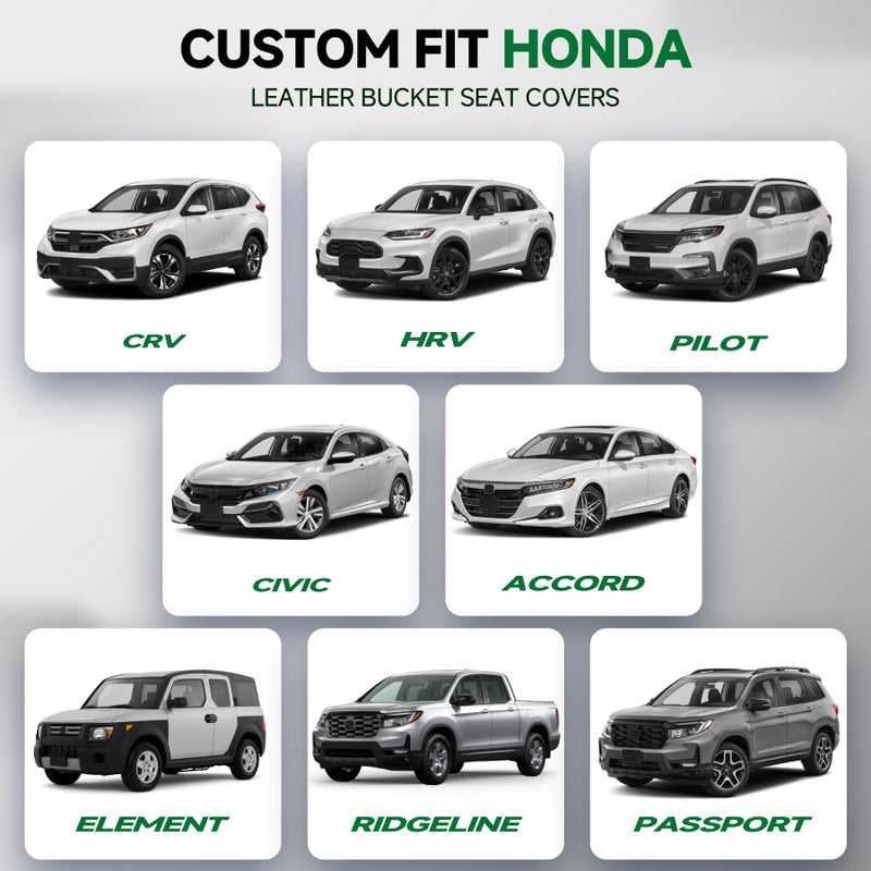 GIANT PANDA Front Seat Covers for Honda CRV HRV Civic Accord Pilot Element Passport Ridgeline, Faux Leather Bucket Seat Cover Fit Honda Seat Protectors (Black) 2-Pack - Image 2