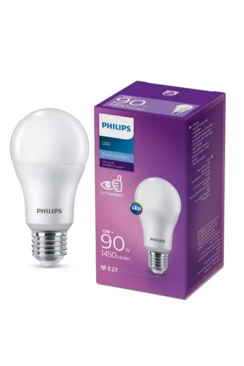 Philips LED Bulb, Cool Daylight, E27 Eye Comfort, 13w, 1450Lumen, Last Up To 15000H - Image 1