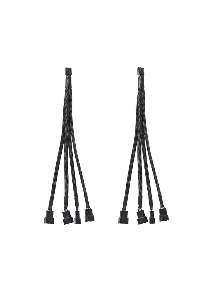 غنافوتو كابل تقسيم مروحة PWM مزدوج، مقسم مروحة PWM من 1 إلى 4 متوافق مع مراوح تبريد الكمبيوتر ذات 3 و 4 سنون، 10.63 بوصة، أسود - Image 1