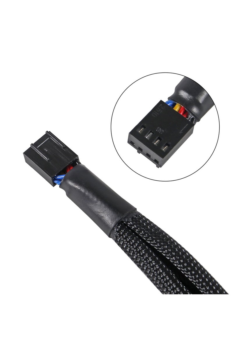 غنافوتو كابل تقسيم مروحة PWM مزدوج، مقسم مروحة PWM من 1 إلى 4 متوافق مع مراوح تبريد الكمبيوتر ذات 3 و 4 سنون، 10.63 بوصة، أسود - Image 5