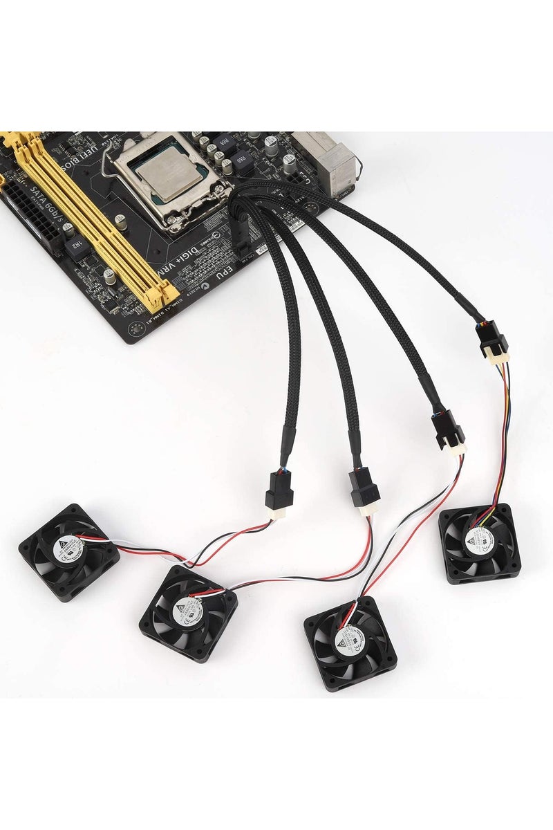 غنافوتو كابل تقسيم مروحة PWM مزدوج، مقسم مروحة PWM من 1 إلى 4 متوافق مع مراوح تبريد الكمبيوتر ذات 3 و 4 سنون، 10.63 بوصة، أسود - Image 4