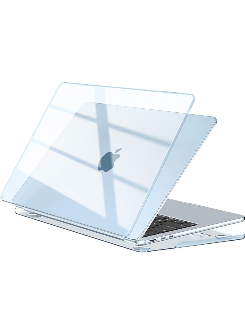 Rock Pow Case Compatible for Macbook Air 15 inch M4 M3 M2 2025 2024 2023 Release,A3241 A3114 A2941 with Touch ID, Protective Plastic Hard Shell Cover Clear Case [Match Official Color] - Crystal Sky Blue - Image 1