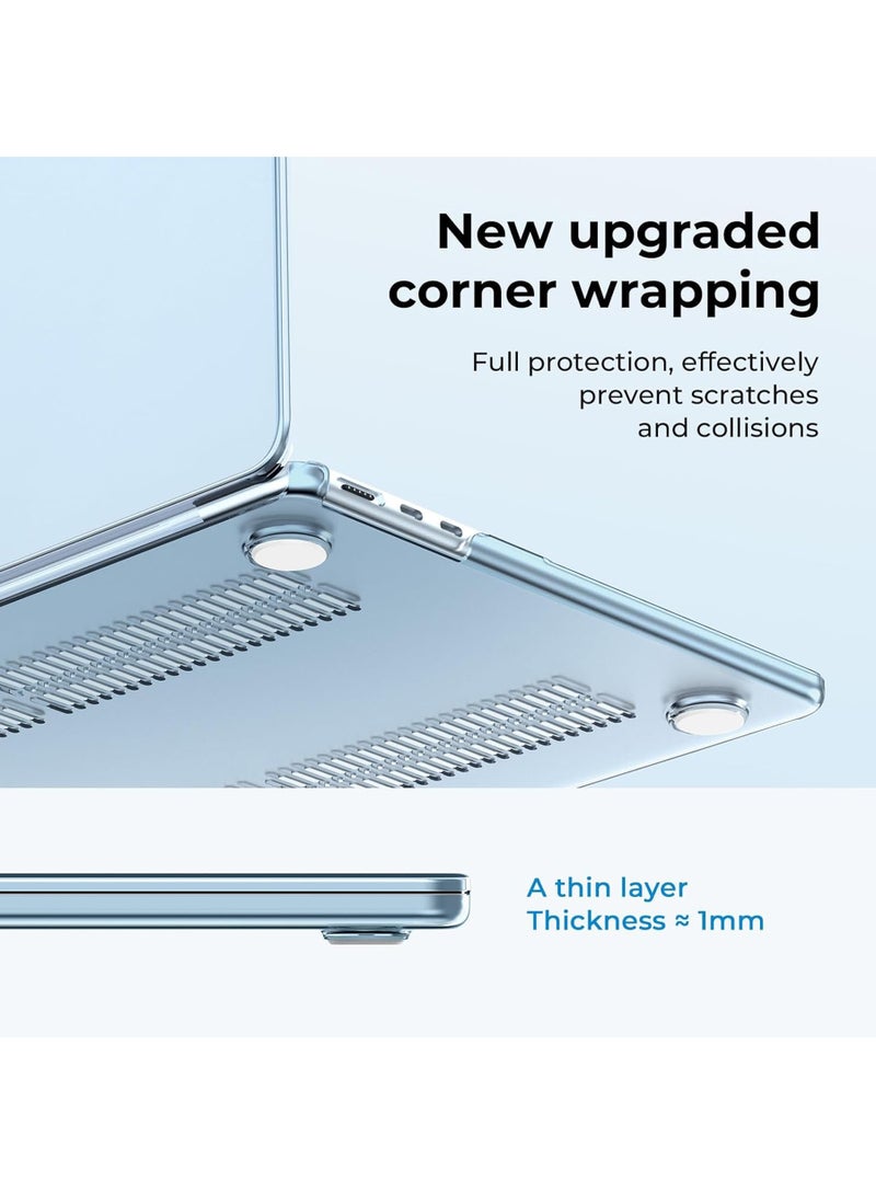 Rock Pow Case Compatible for Macbook Air 15 inch M4 M3 M2 2025 2024 2023 Release,A3241 A3114 A2941 with Touch ID, Protective Plastic Hard Shell Cover Clear Case [Match Official Color] - Crystal Sky Blue - Image 5