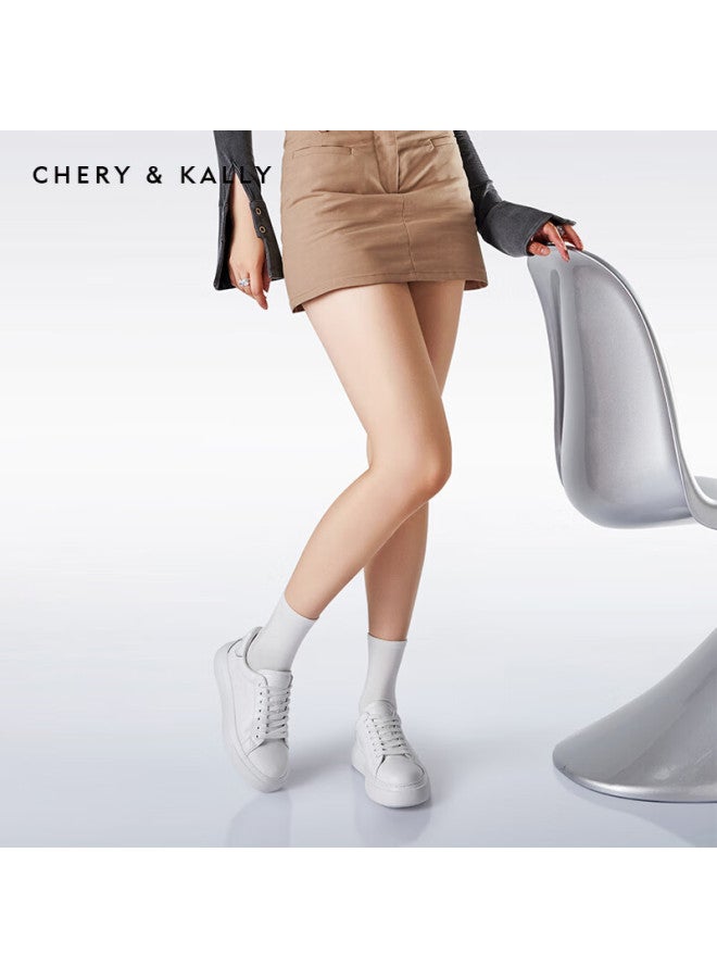 Chery Kally Classic Minimalist Women's Casual Low-top Sneakers White Silver Color Xb3245 Size 38 - Image 5