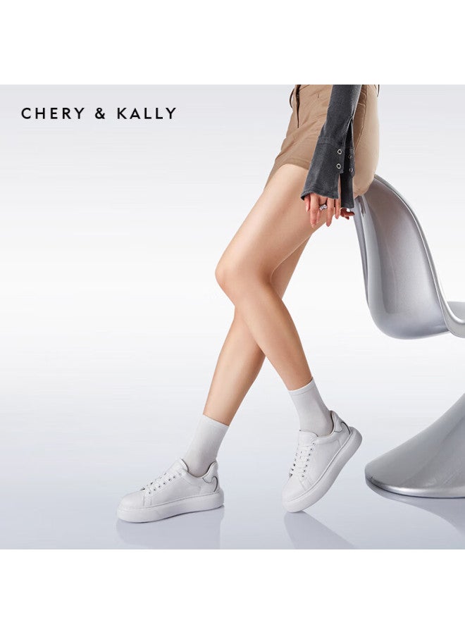 Chery Kally Classic Minimalist Women's Casual Low-top Sneakers White Silver Color Xb3245 Size 38 - Image 4