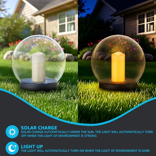 uuffoo 2-Pack 7.4x7.4 Solar Floating Pool Lights Ball Solar Powered Flickering That Float Candles Lights Outdoor Water-Resistant IP66 for Pond Garden Party Swimming Decor - Image 2