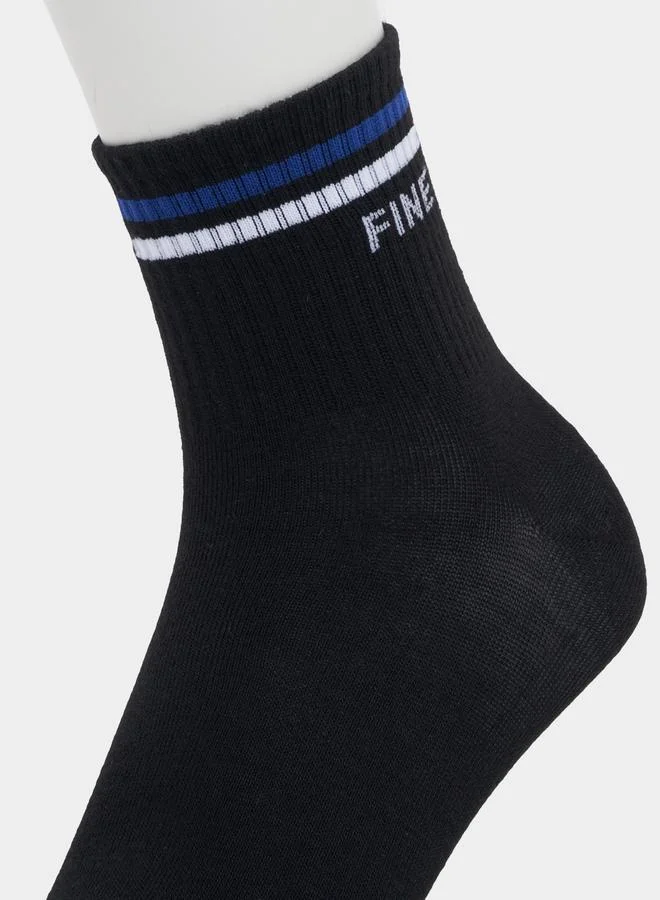 Styli Styli Set of 5 - Striped Cuff Quarter Socks