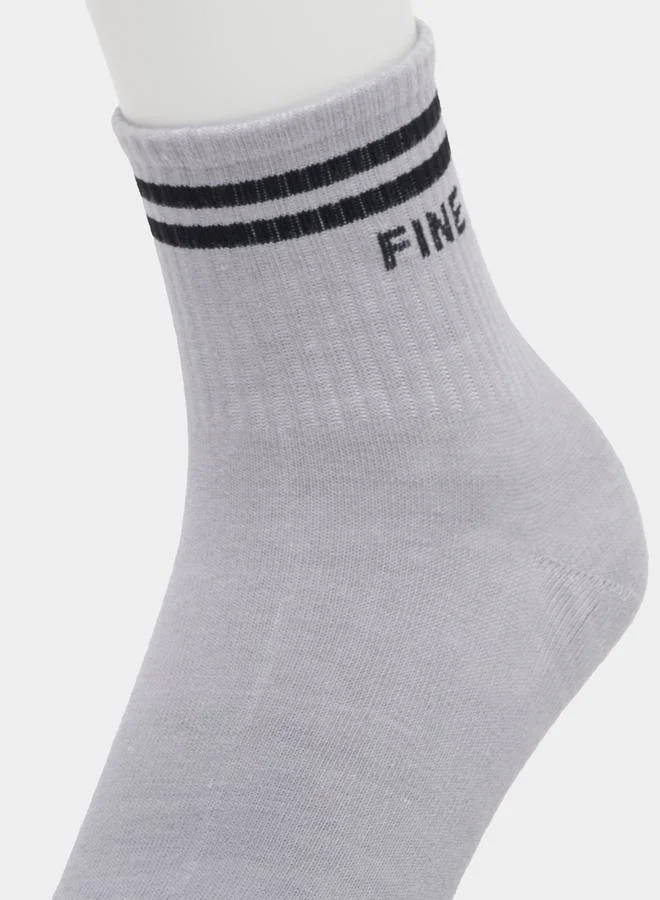 Styli Styli Set of 5 - Striped Cuff Quarter Socks
