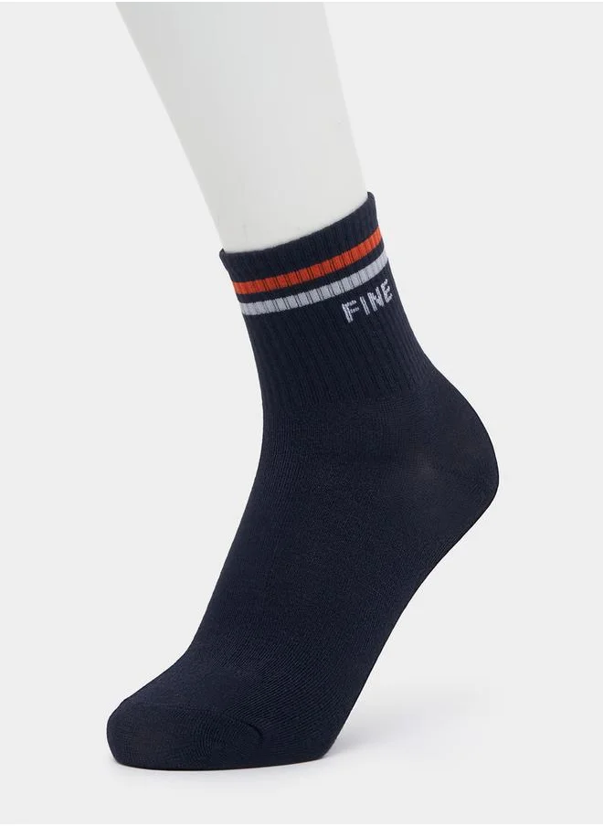 Styli Set of 5 - Striped Cuff Quarter Socks