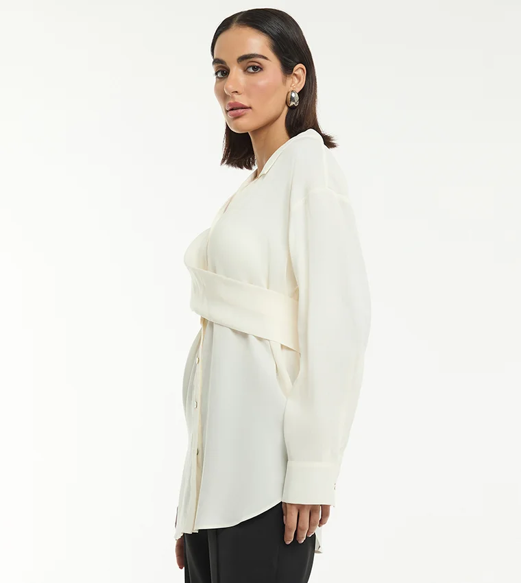 بي سي بي جي BCBG TWISTED DETAIL MODAL SHIRT