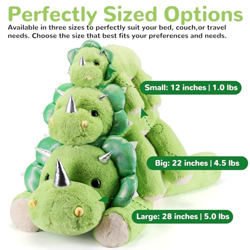 gnomantic Triceratops Weighted Stuffed Animals 22 Inch 45 Pounds Weighted Plushies Dinosaur Stuffed Animals Big Dino Plush Pillow Cute Plush Toy Gifts for Kids Adults 22 45 lbs - Image 5