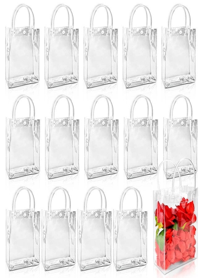 BadenBach 24 PCS Clear Gift Bags with Handles, 9.1 x 6.7 x 2.8 Inch Small Clear Plastic Party Favor Bag Transparent Goodie Tote Bag Gift Wrap Bags Bulk for Wedding Baby Shower Birthday Mother's Day - Image 1