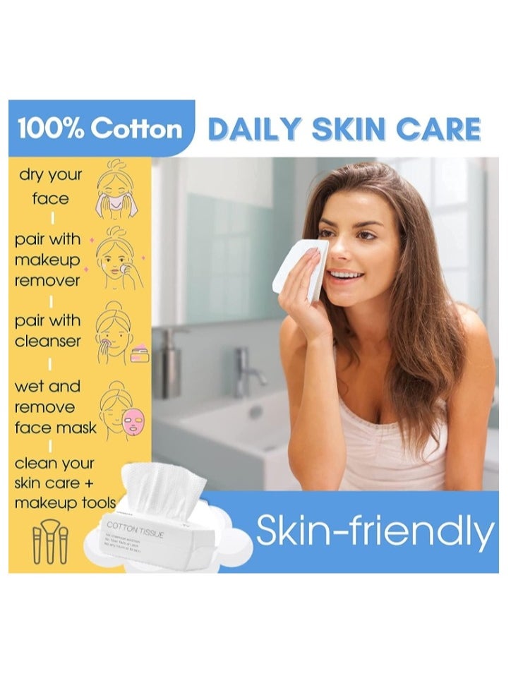 KIMHOME Disposable Face Towel   Super Soft Cotton Tissue Dry Wet Dual Use  Facial Tissue for Baby, Suit for Sensitive Skin, Deeply Cleansing Make Up Wipes, Face Wipes, Facial Cleansing  2 packs  - Image 5