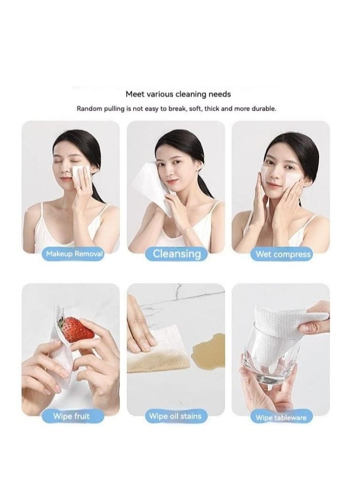 KIMHOME Disposable Face Towel   Super Soft Cotton Tissue Dry Wet Dual Use  Facial Tissue for Baby, Suit for Sensitive Skin, Deeply Cleansing Make Up Wipes, Face Wipes, Facial Cleansing  2 packs  - Image 4