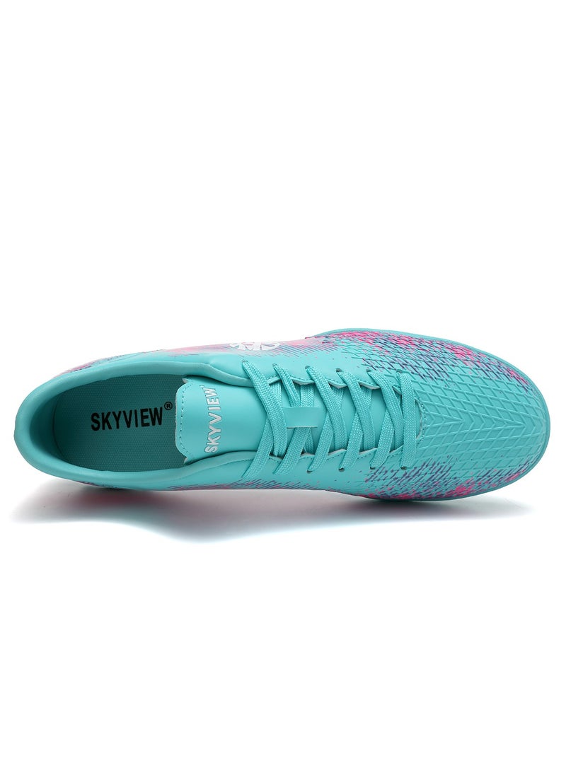 Sky View SKY VIEW Boys And Girls Soccer Cleats Turf Soccer Shoes For Kids Indoor Outdoor Children Unisex Football Boots IC or IN Flat Wide Training Sneaker Blue Pink  - Image 5
