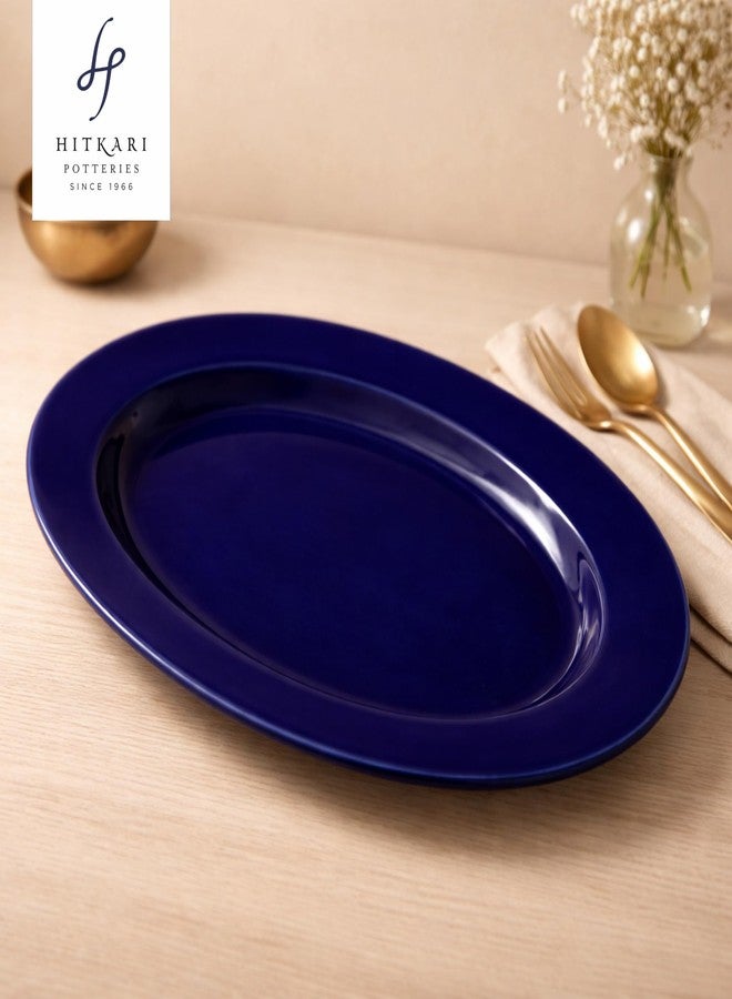 Hitkari Porcelain Serving Platter 31cm | Basics Glossy Cobalt | Dinnerware & Serving Plate for Kitchen | Serveware Trays, Platters | Microwave Platter Plates for Serving Food Platters for Snacks - Image 4