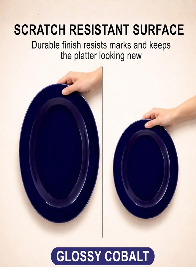 Hitkari Porcelain Serving Platter 31cm | Basics Glossy Cobalt | Dinnerware & Serving Plate for Kitchen | Serveware Trays, Platters | Microwave Platter Plates for Serving Food Platters for Snacks - Image 2