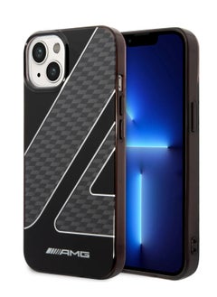 AMG iPhone 14 Plus Case Transparent Double Layer Back Cover with Checkered Flag Pattern / Lifted Ring Case / Bumper Protection / Slim Profile / Easy Snap-On / Drop Protection - Black  - Image 3