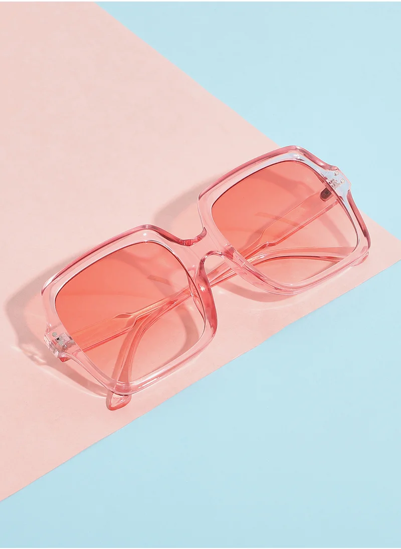 Haute Sauce Tinted Lens Pink Frame Oversized Sunglass