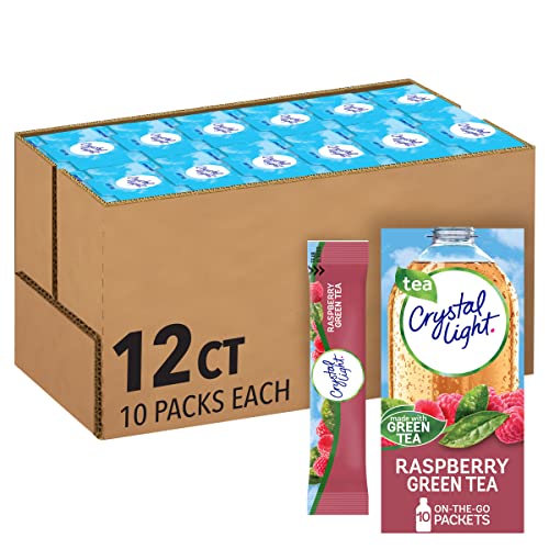 Crystal Light Raspberry Green Tea Naturally Flavored Powdered Drink Mix 120 ct Pack 12 Boxes of 10 OntheGoPackets - Image 1