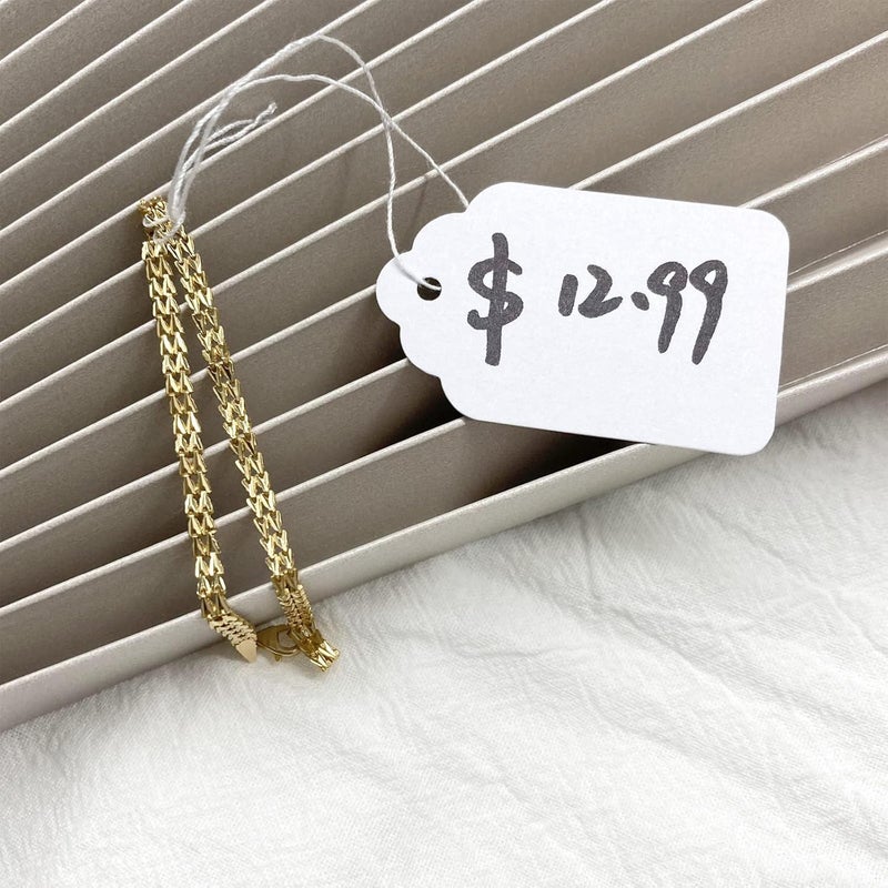 DIY Crafts بطاقة ورقية صفراء لتسمية المجوهرات لمتاجر التجزئة، ساعة، مطبخ، ملابس، بطاقة محتوى، بطاقة سعر السلع مع خيط ملحق، بطاقات تعليق ورقية (3.6 سم/2.1 سم، 100، عدد) - Image 5