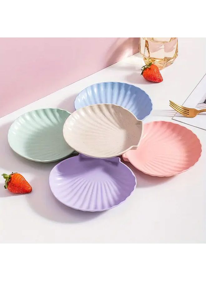 5pcs Unstoppable Shell Plate Set Small Lightweight Non Toxic Dishwasher And Microwave Safe Bisphenol A Free For Home Kitchens Restaurants Kitchen Supplies Tableware 5 Colors - Image 1