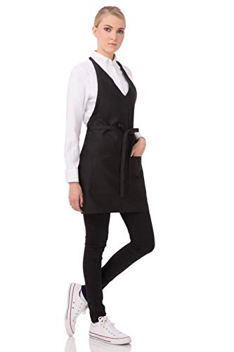 Chef Works Unisex VNeck Tuxedo Apron Black One Size - Image 3
