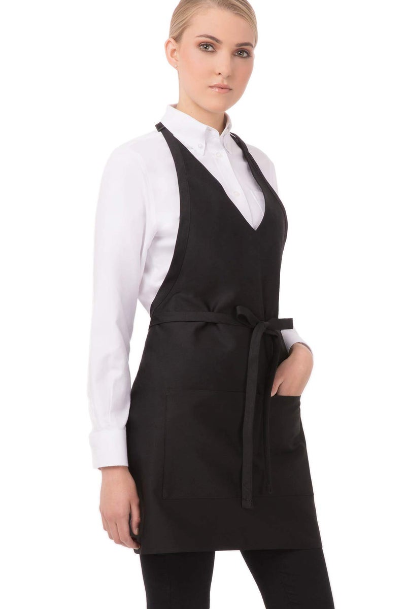 Chef Works Unisex VNeck Tuxedo Apron Black One Size - Image 2