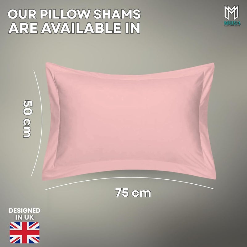 MUSA MUSA® Cotton Pillow Cover Shams - Washable Pillowcases for Sofa Cushions, Bedrooms & Dorm Decor | Hotel Quality Pillow Covers with Envelope Closure & 5cm Side Frame (4, Pink, 50 x 75cm) - Image 2