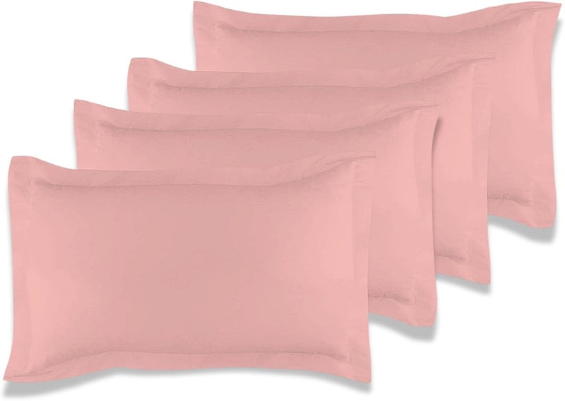 MUSA MUSA® Cotton Pillow Cover Shams - Washable Pillowcases for Sofa Cushions, Bedrooms & Dorm Decor | Hotel Quality Pillow Covers with Envelope Closure & 5cm Side Frame (4, Pink, 50 x 75cm) - Image 1