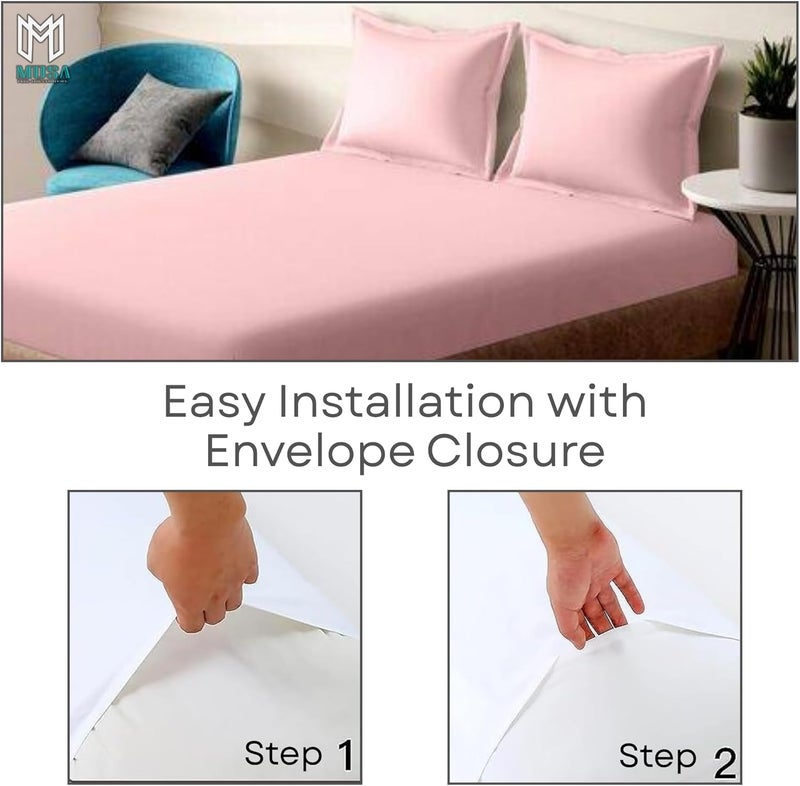 MUSA MUSA® Cotton Pillow Cover Shams - Washable Pillowcases for Sofa Cushions, Bedrooms & Dorm Decor | Hotel Quality Pillow Covers with Envelope Closure & 5cm Side Frame (4, Pink, 50 x 75cm) - Image 4